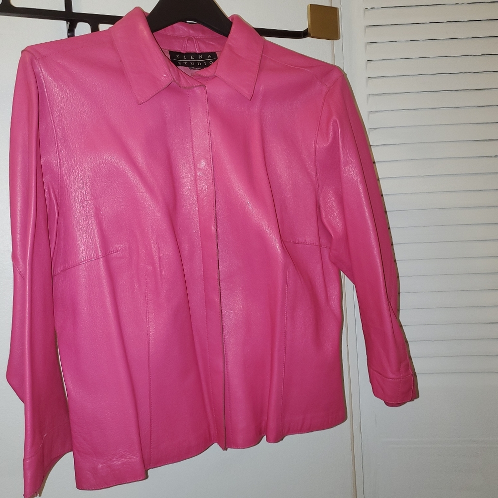 Hot Pink Siena Studio Leather Jacket L